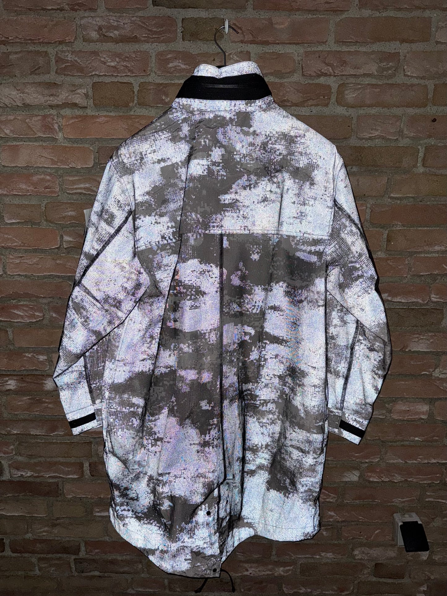 Stone Island Dissolving Grid Camo Mesh on Reflective Parka - L