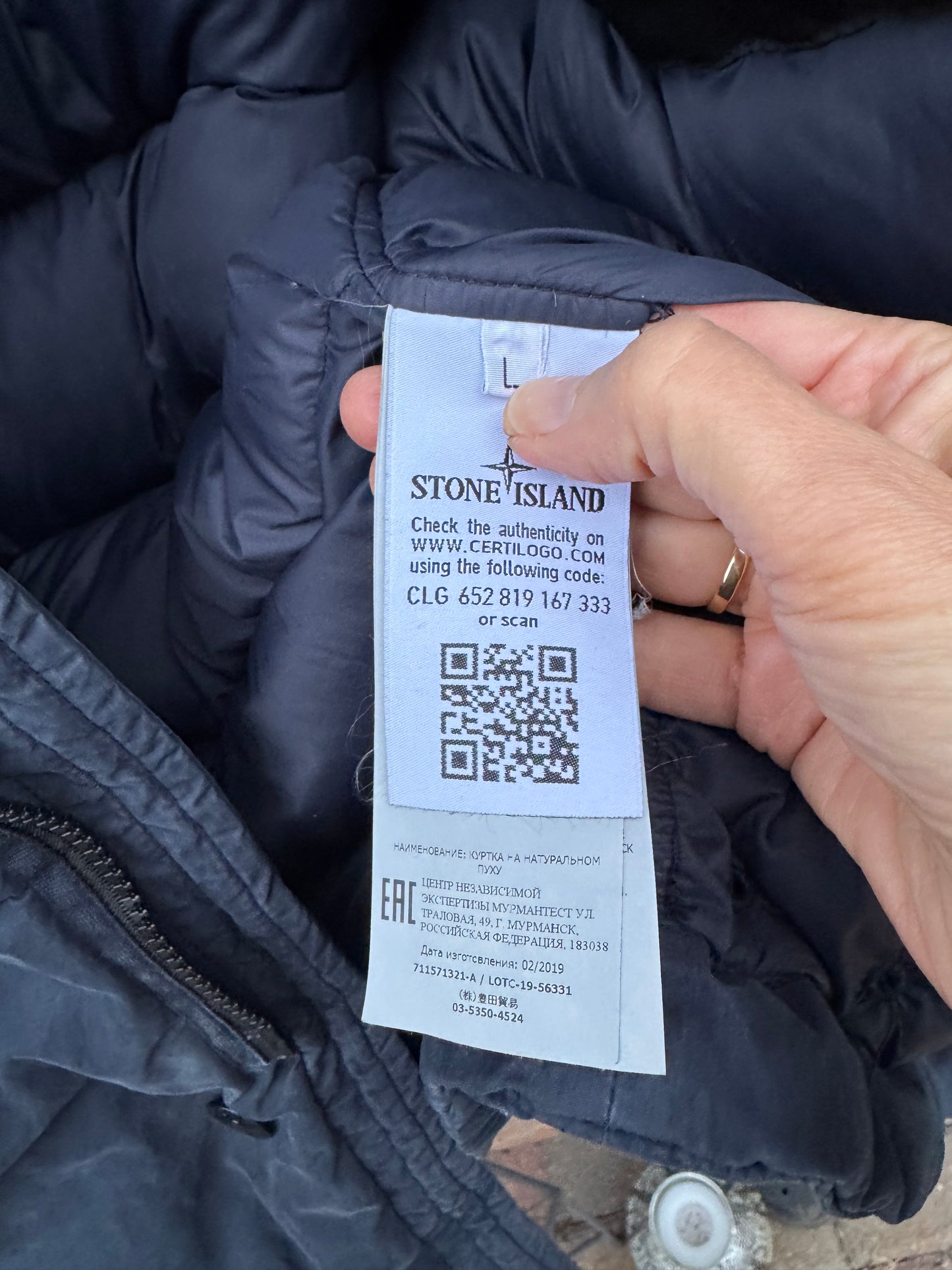 Stone Island 50 Fili Resinata Daunenjacke - L