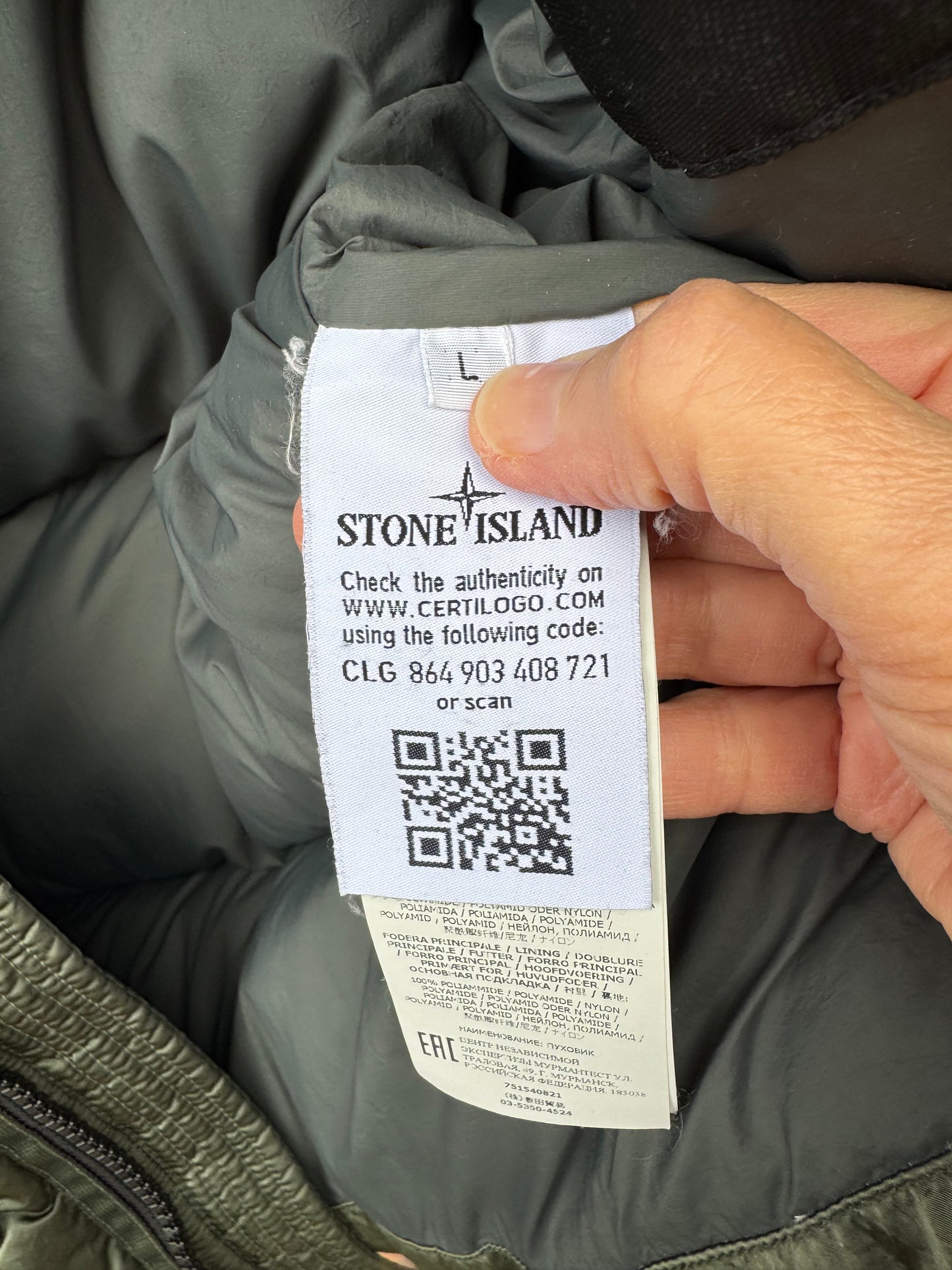 Stone Island Nylon Raso Daunenjacke - L