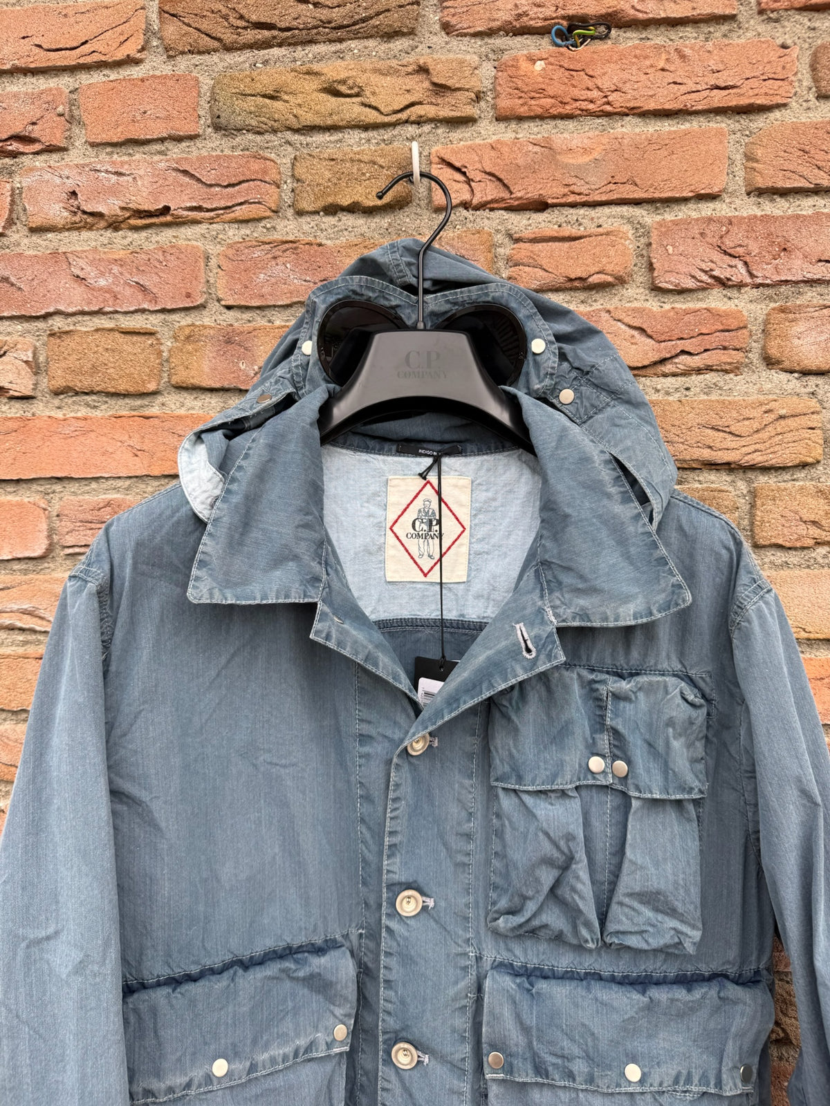 C.P. Company 50 Fili Indigo Bleached Goggle Jacket - L