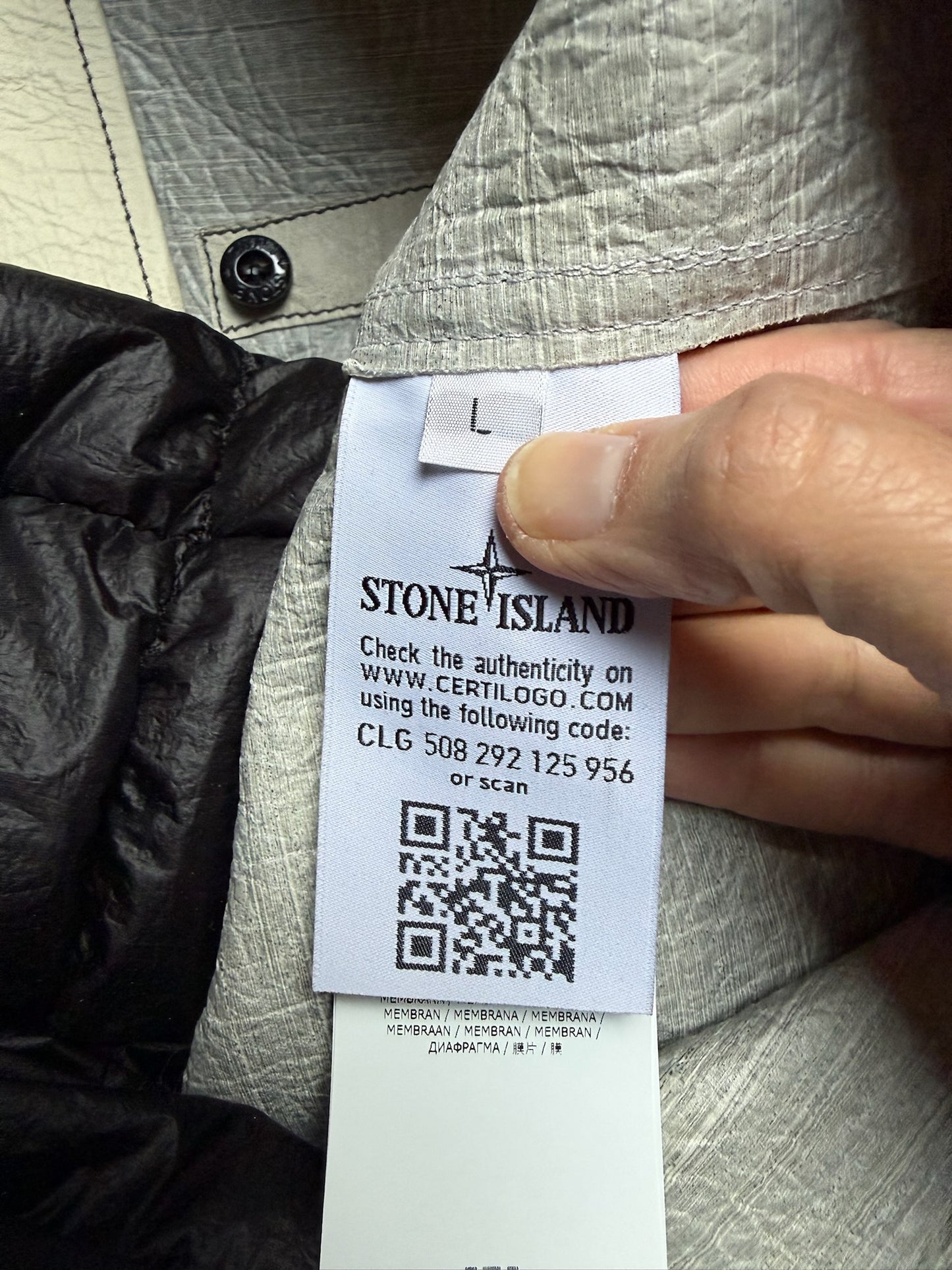 Stone Island Ice Jacket in Dyneema Boned Leather Jacket - L