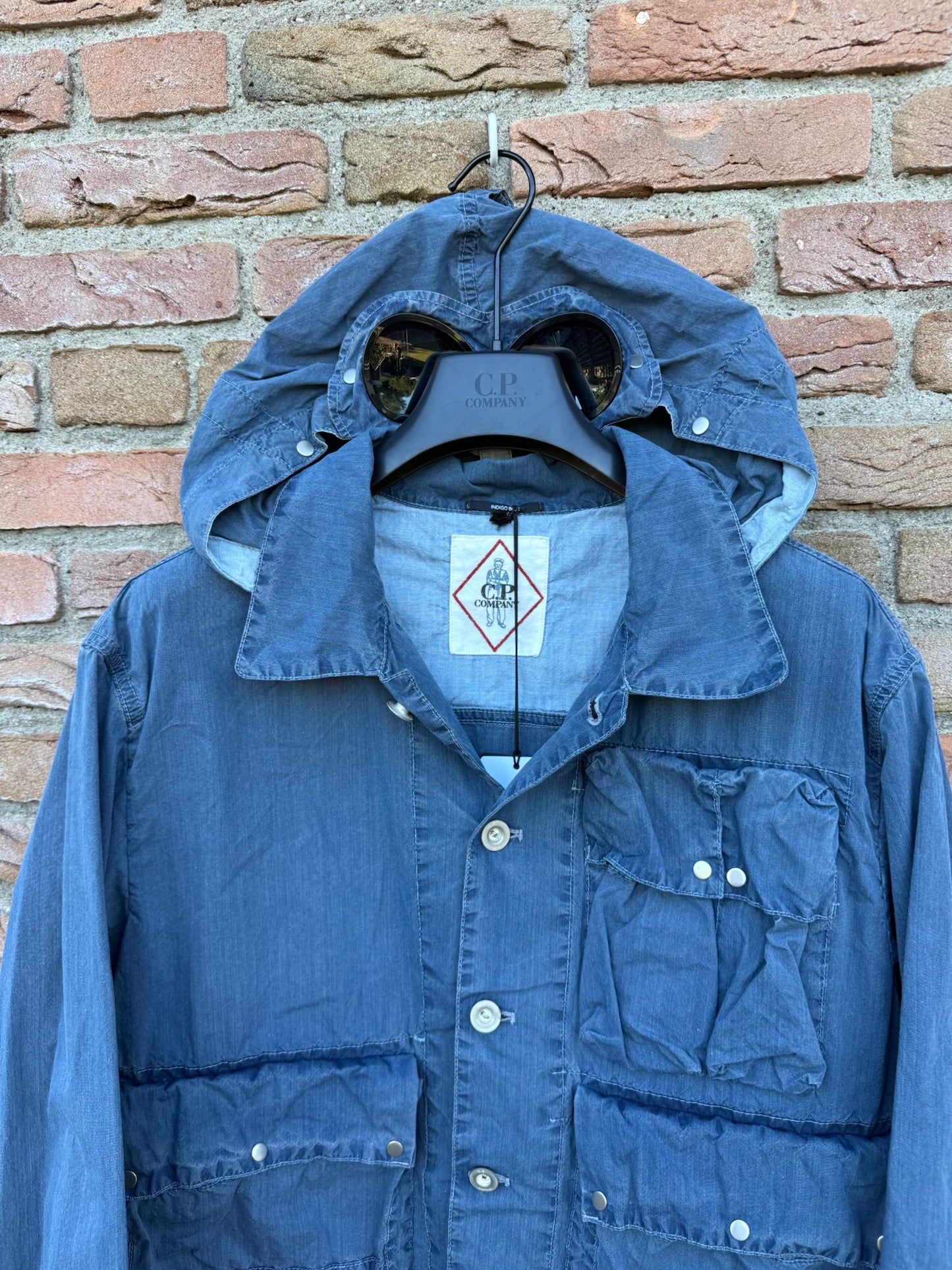 C.P. Company 50 Fili Indigo Bleached Goggle Jacket - L