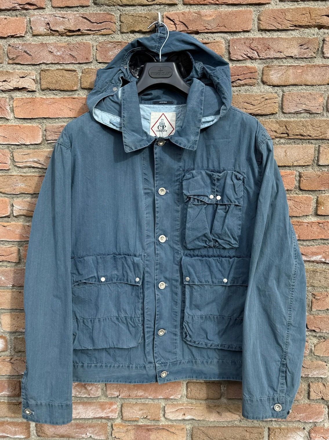 C.P. Company 50 Fili Indigo Bleached Goggle Jacket - XXL