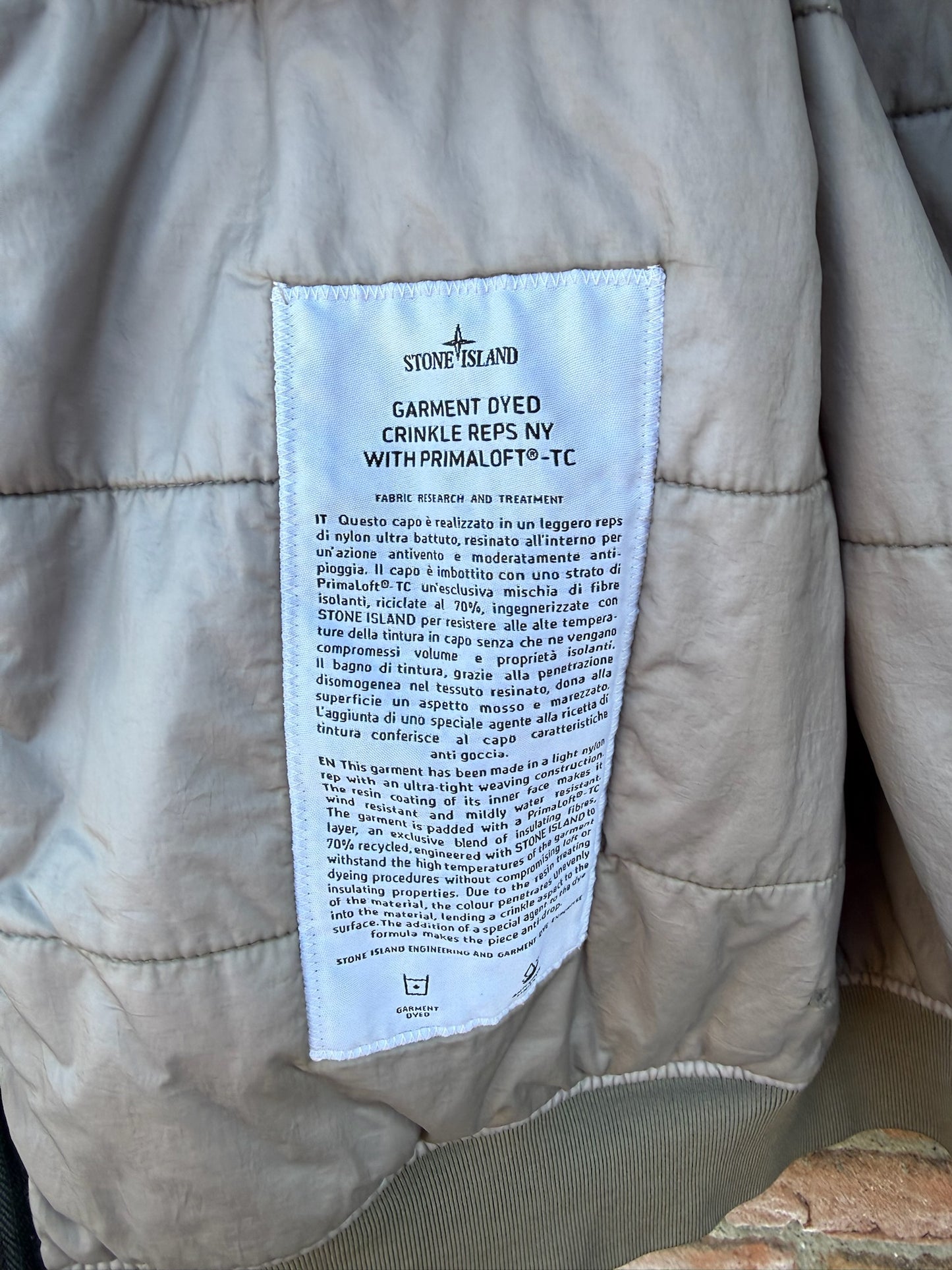 Stone Island Garment Dyed Crinkle Reps NY Primaloft-TC Jacket - L