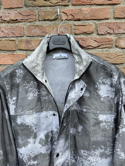 Stone Island Dissolving Grid Camo Mesh on Reflective Nylon Jacket - M