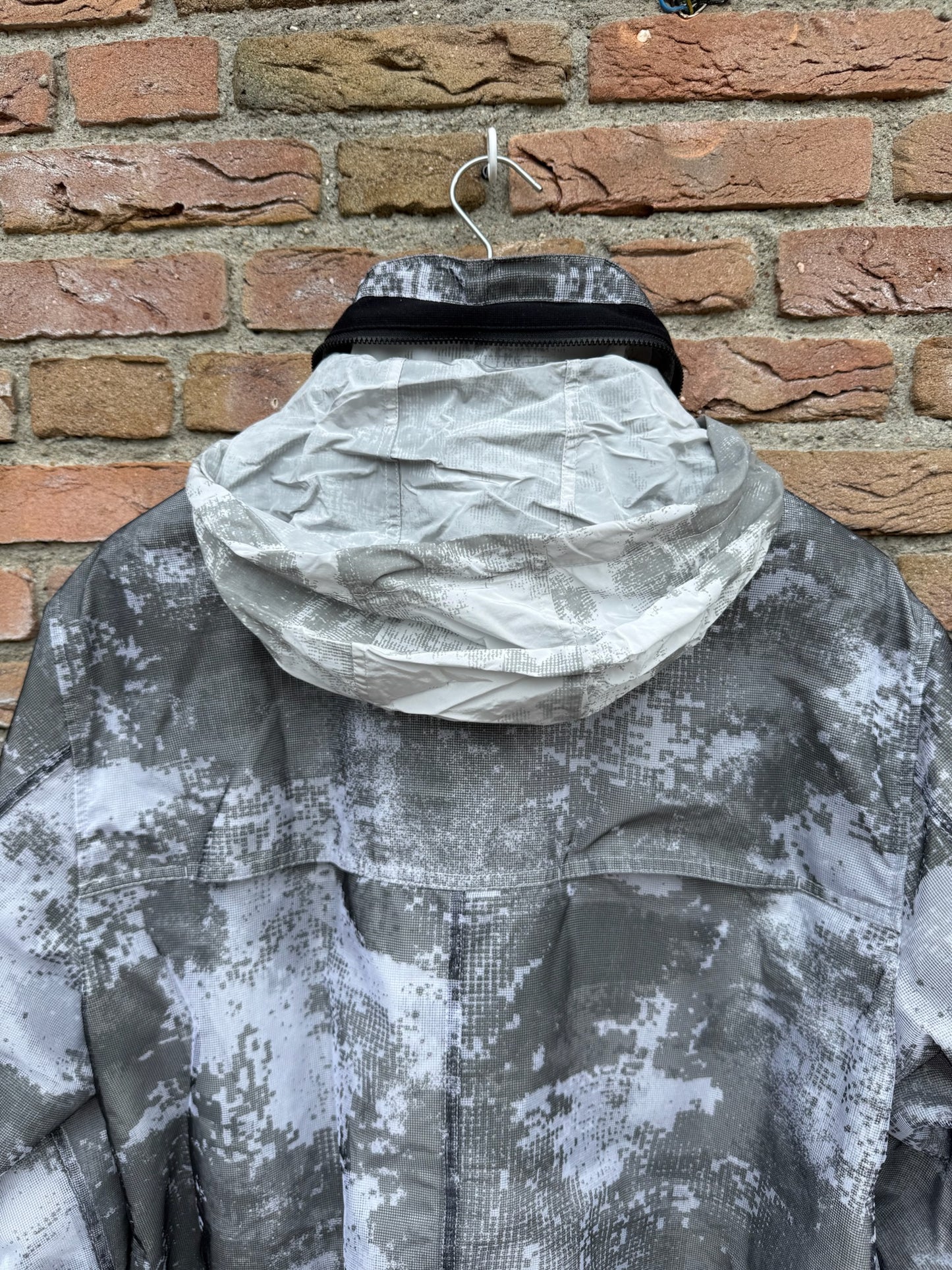 Stone Island Dissolving Grid Camo Mesh on Reflective Nylon Jacket - M