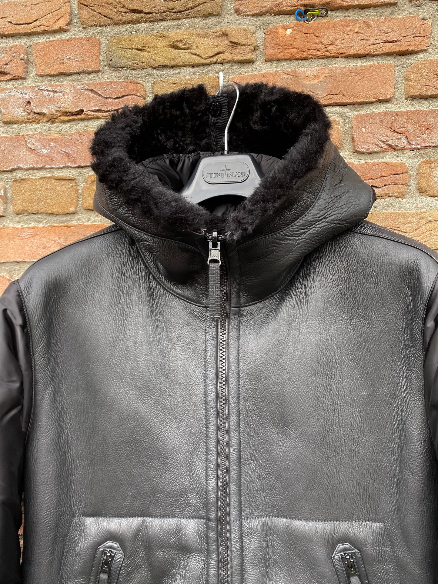 Stone Island Reversible Leather Sheepskin Jacke - L