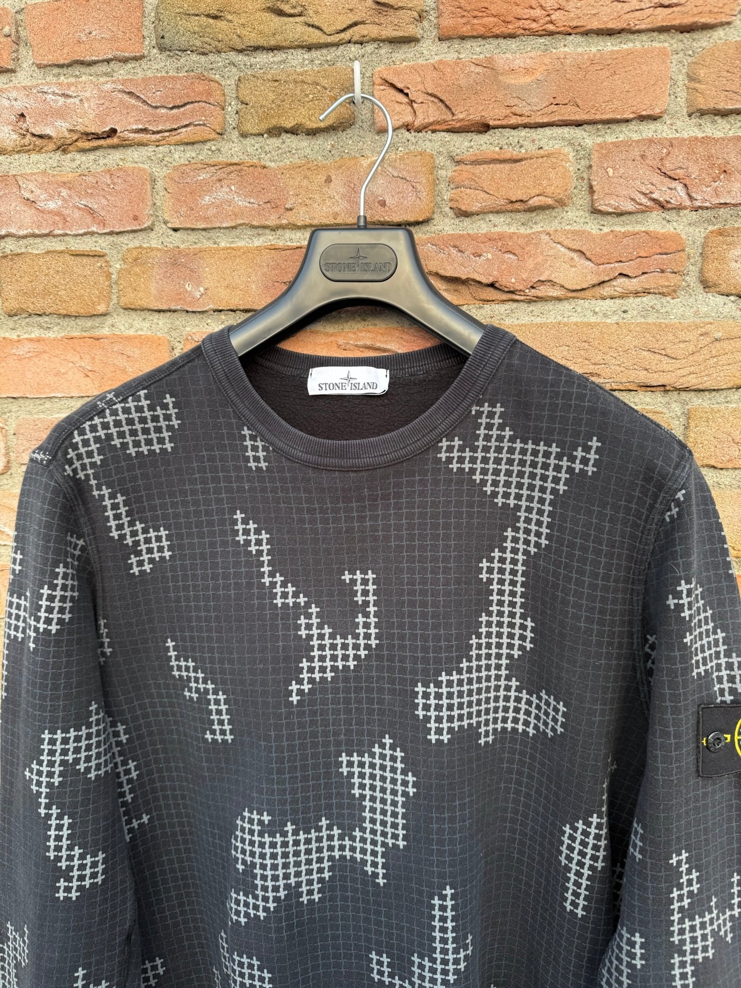 Stone Island Grid Check Camo Sweatshirt - L