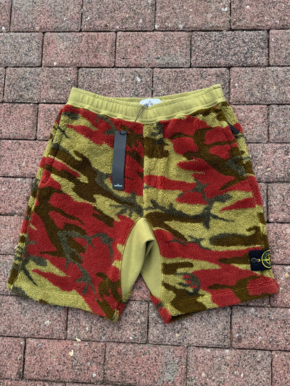 Stone Island Heritage Camo Fleece Shorts - M