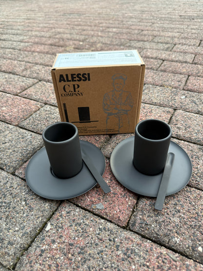 C.P. Company x Alessi Steel Set Mocha Cups and Saucers