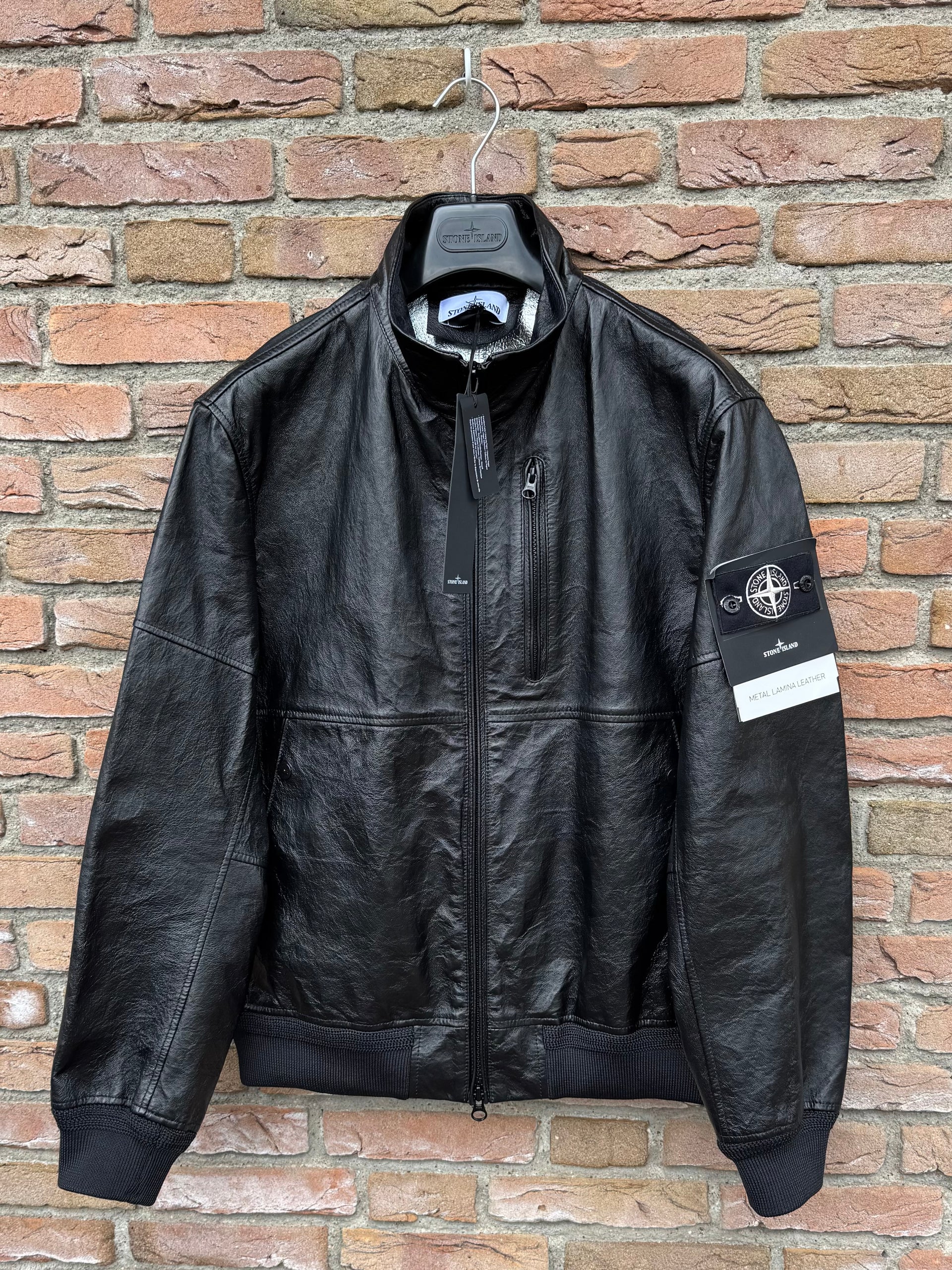 Stone Island Metal Lamina Leather Jacket L