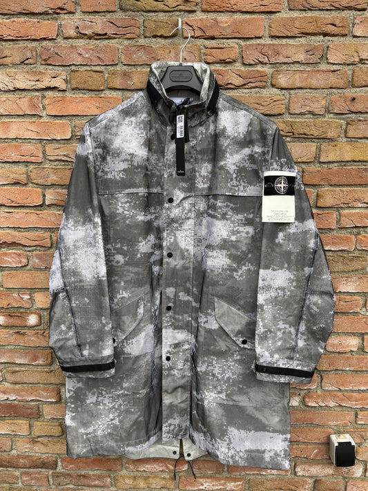 Stone Island DIssolving Grid Camo Mesh on Reflective Parka - L