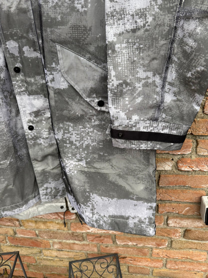 Stone Island Dissolving Grid Camo Mesh on Reflective Parka - L