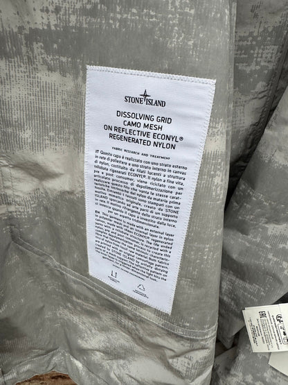 Stone Island Dissolving Grid Camo Mesh on Reflective Parka - L
