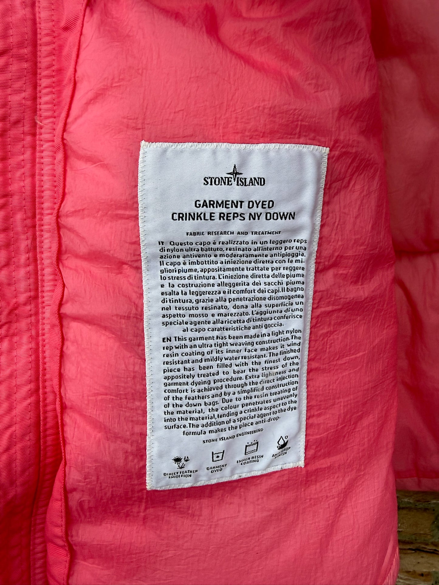 Stone Island Garment Dyed Crinkle Reps NY Down Jacket - M