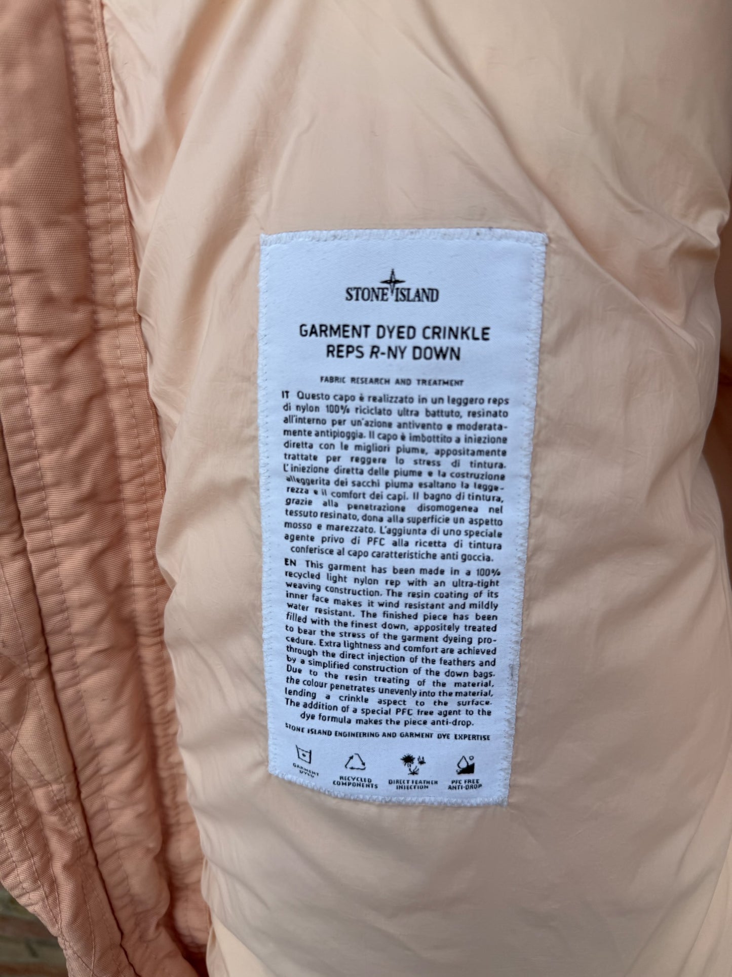 Stone Island Garment Dyed Crinkle Reps R-NY Down Jacket - M