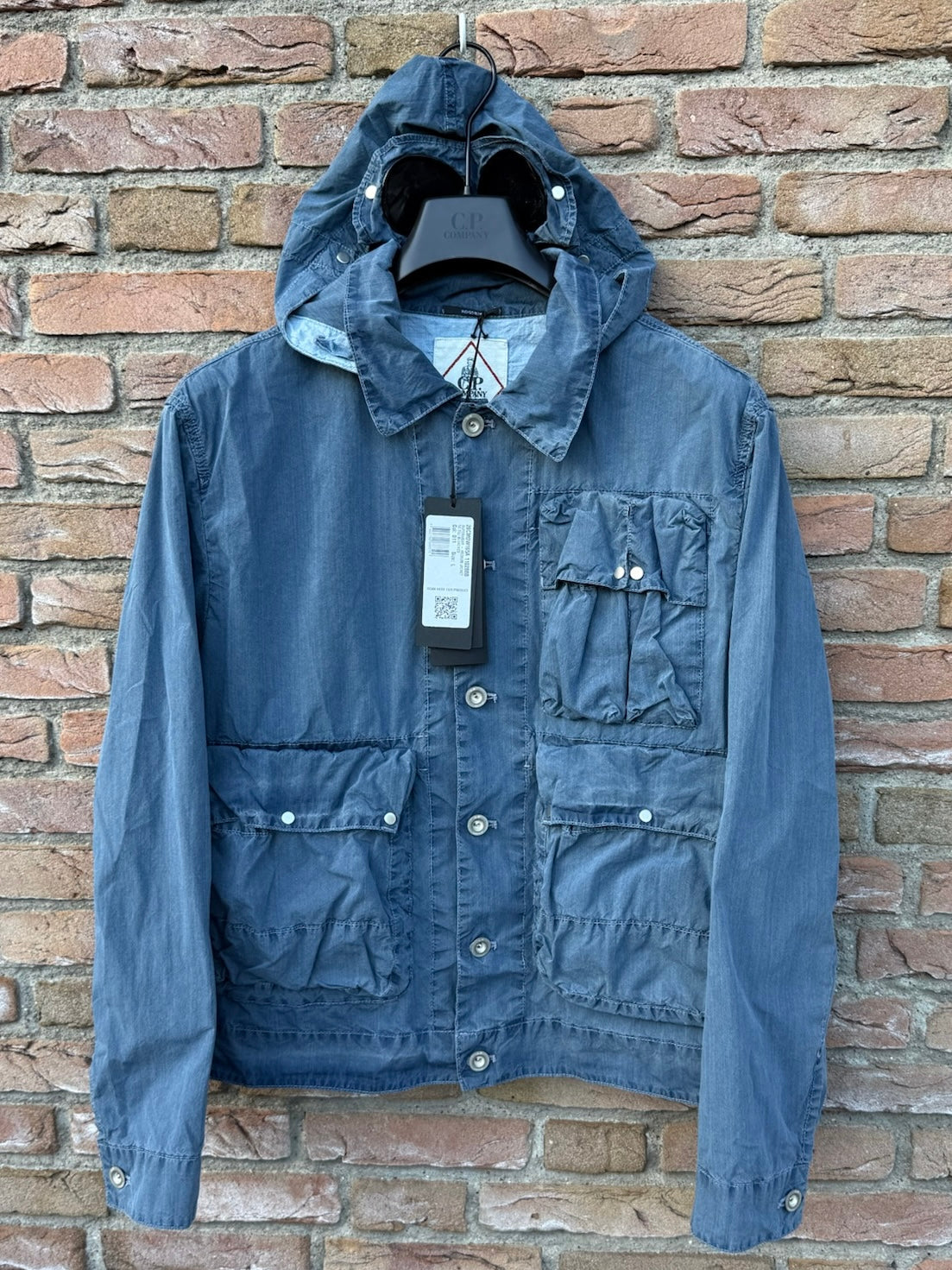 C.P. Company 50 Fili Indigo Bleached Goggle Jacket - L