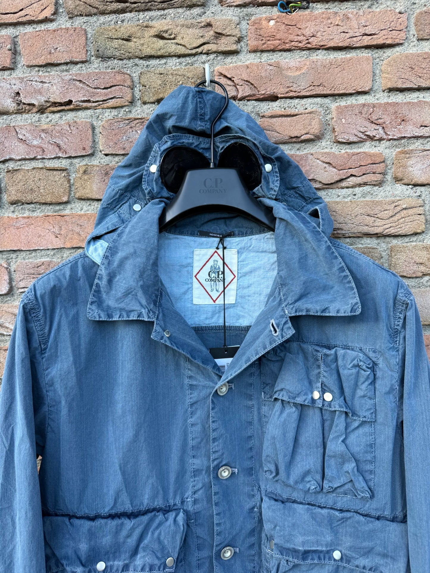 C.P. Company 50 Fili Indigo Bleached Goggle Jacket - L