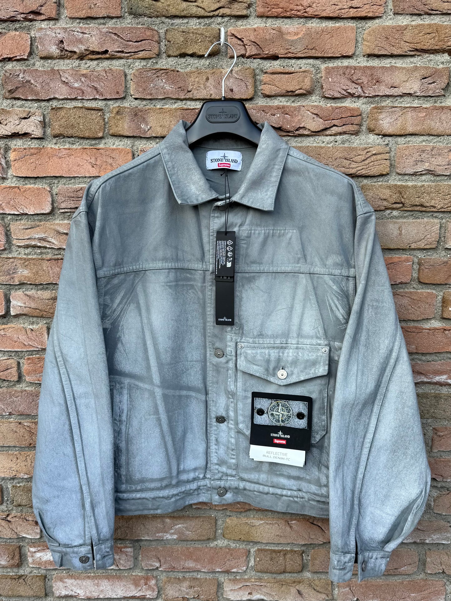 Stone Island x Supreme Reflective Bull Denim-TC Jacket - M