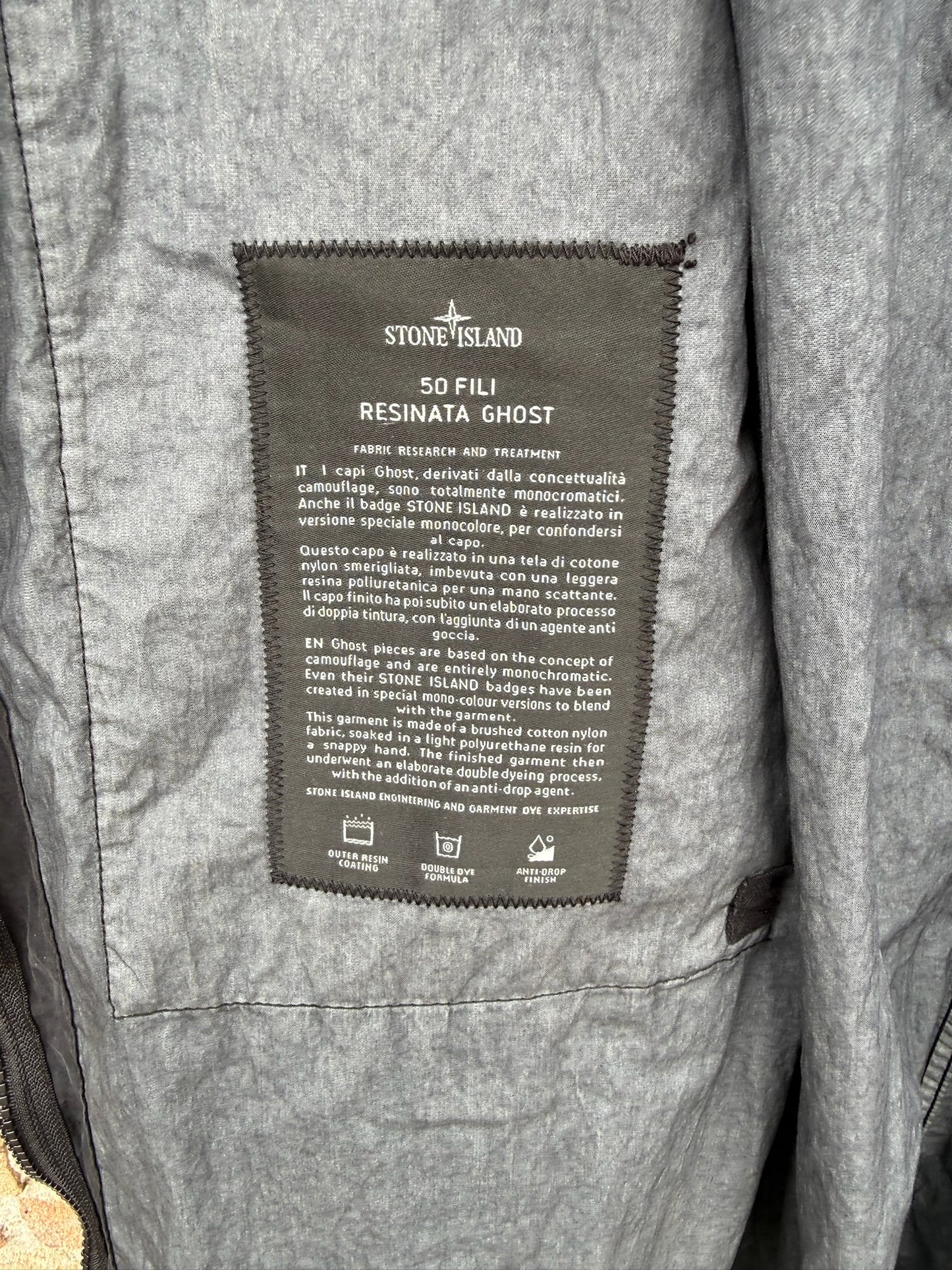 Stone Island 50 Fili Resinata Ghost Jacket - L