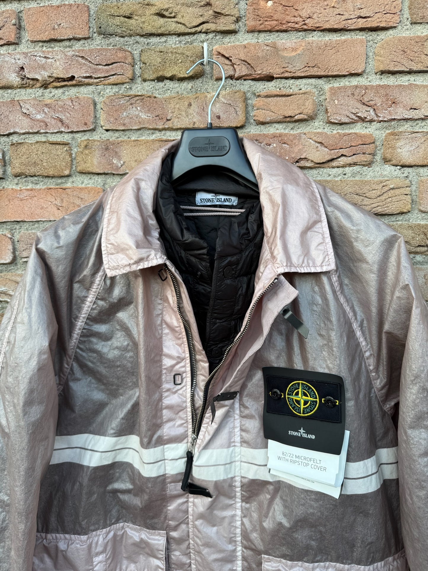 Stone Island 82/22 Microfelt with Ripstop Cover Jacket - L