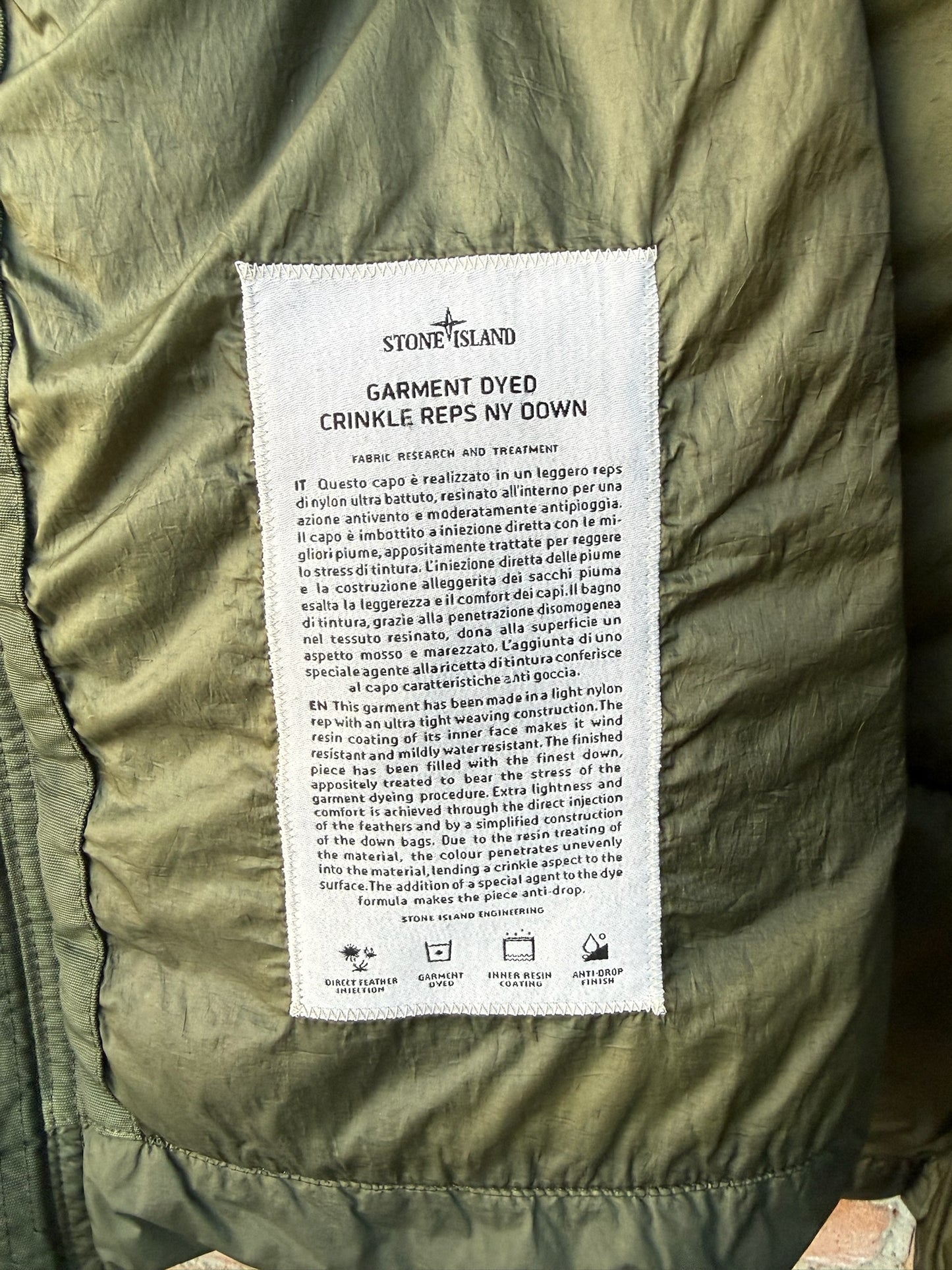 Stone Island Garment Dyed Crinkle Reps NY Down Gilet - M