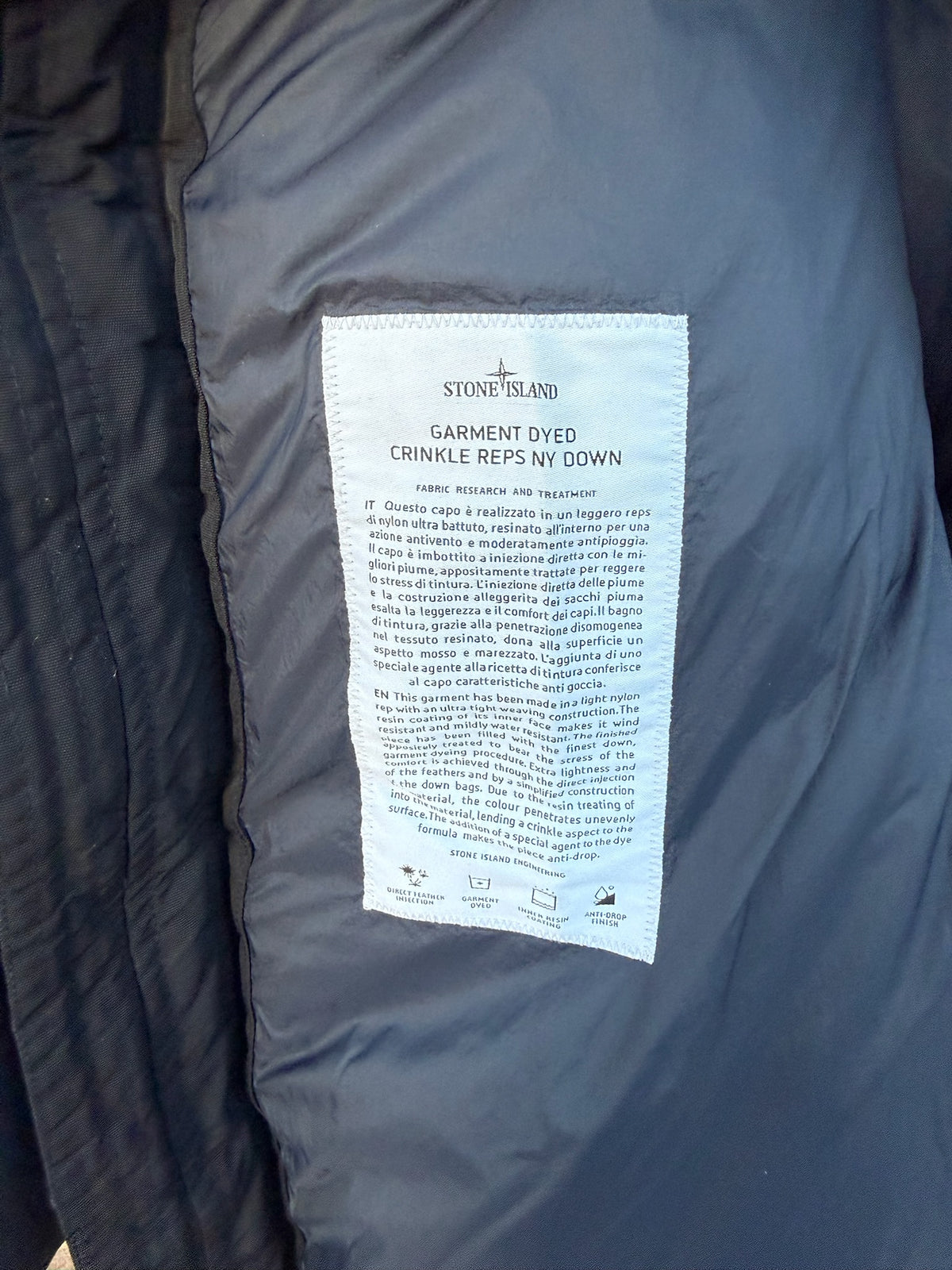 Stone Island Garment Dyed Crinkle Reps NY Down Jacket - M