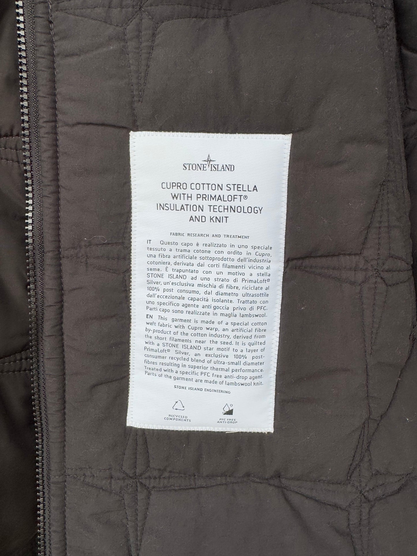 Stone Island Cupro Cotton Stella Primaloft and Knit Jacket - L