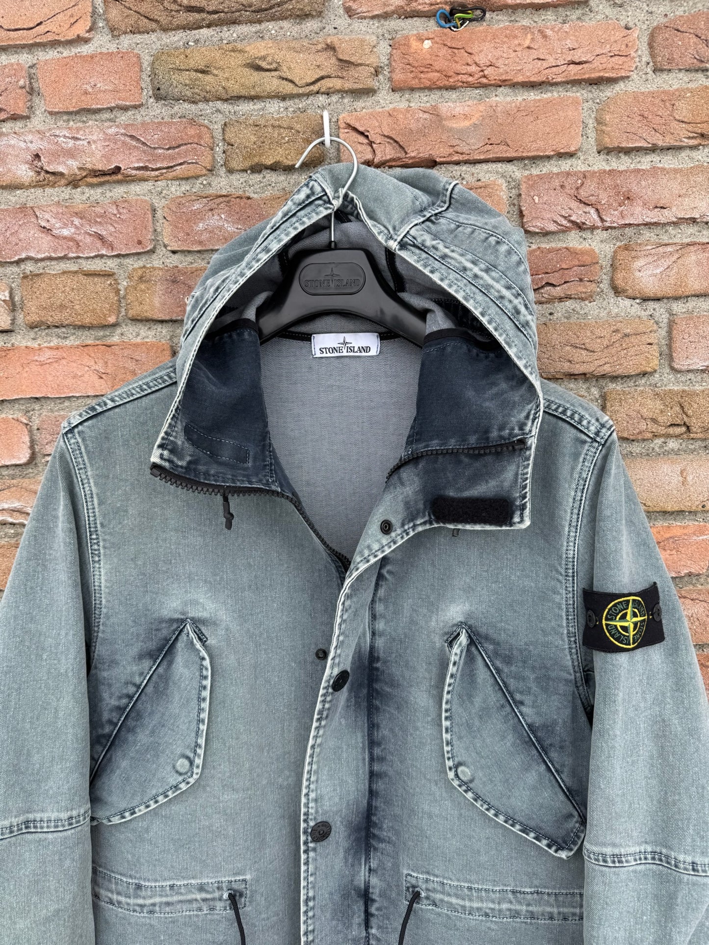 Stone Island Foam Resin Treated Denim Jacket - S
