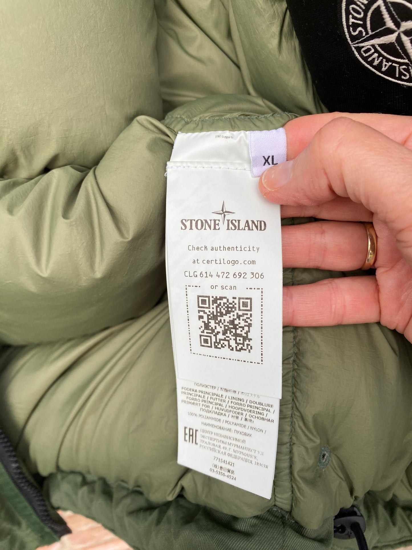 Stone Island Opaque Nylon Daunenjacke - XL