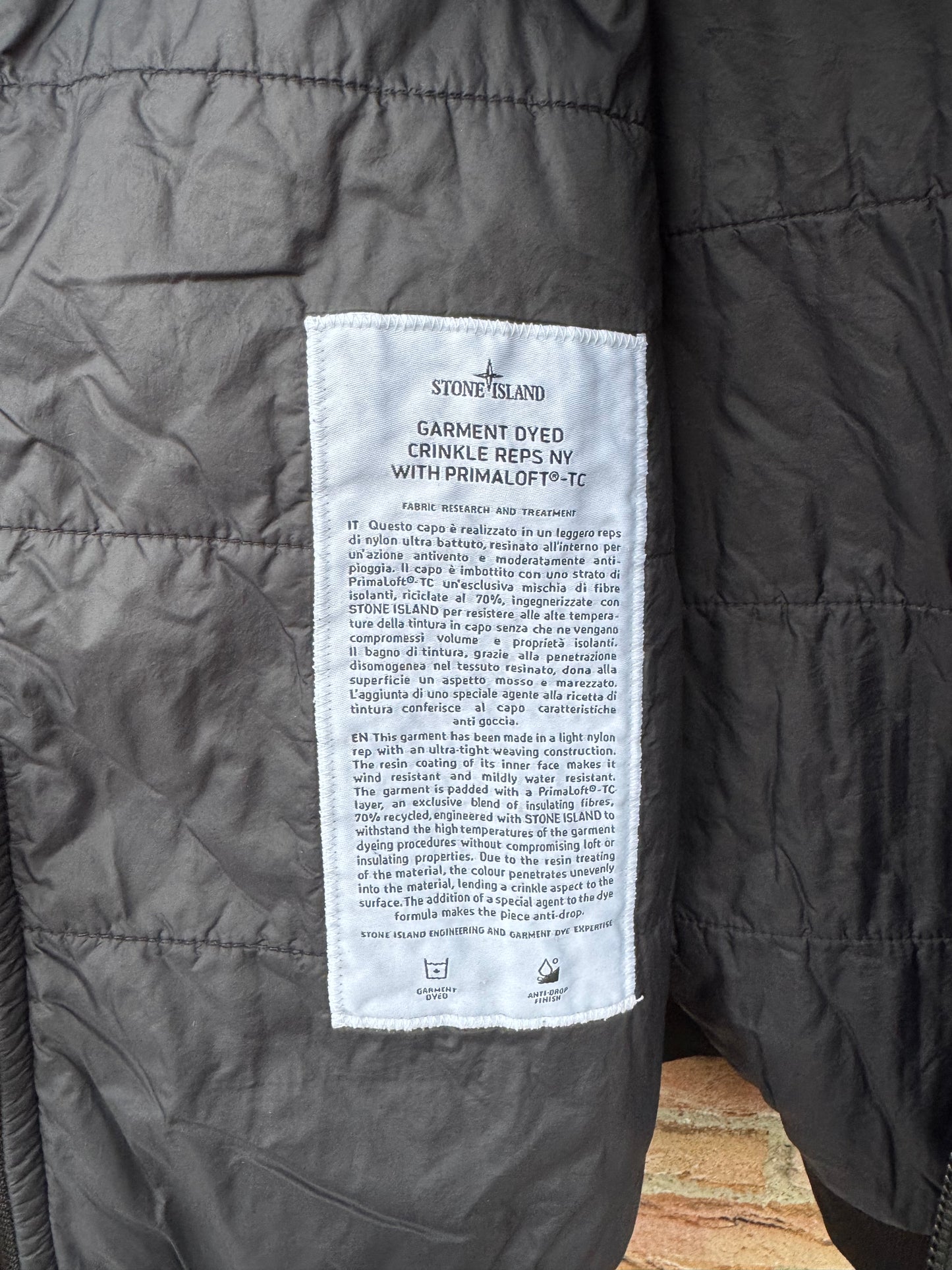 Stone Island Garment Dyed Crinkle Reps NY Primaloft Jacket - XL