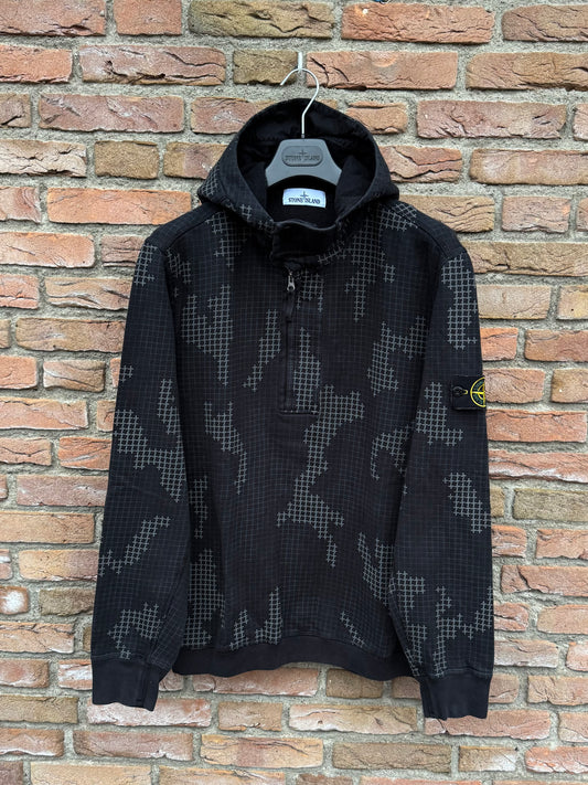 Stone Island Grid Check Camo Hoodie - L