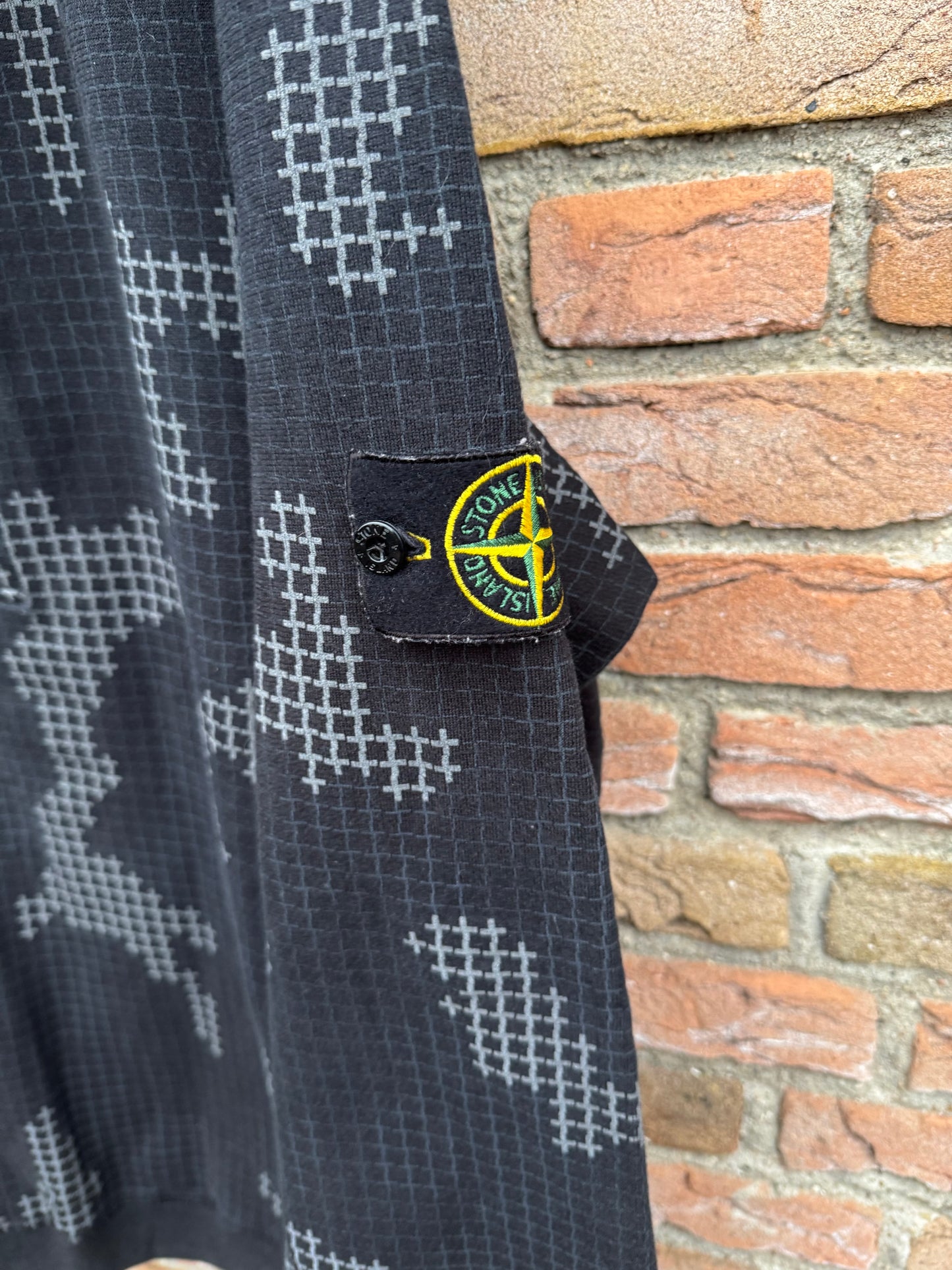 Stone Island Grid Check Camo Hoodie - L