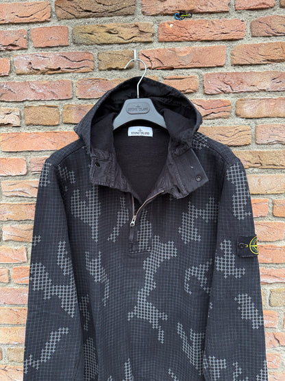 Stone Island Grid Check Camo Hoodie - L