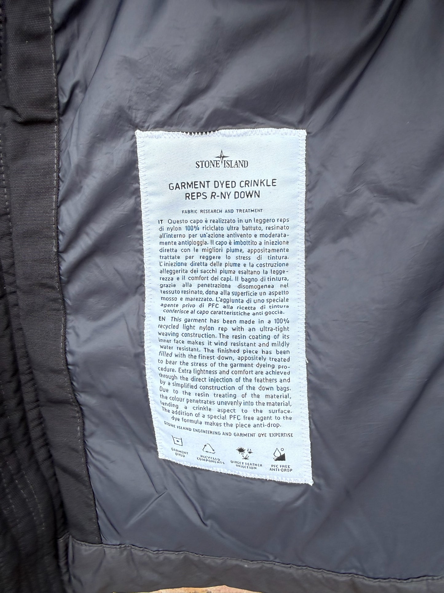 Stone Island Garment Dyed Crinkle Reps R-NY Down Gilet - M