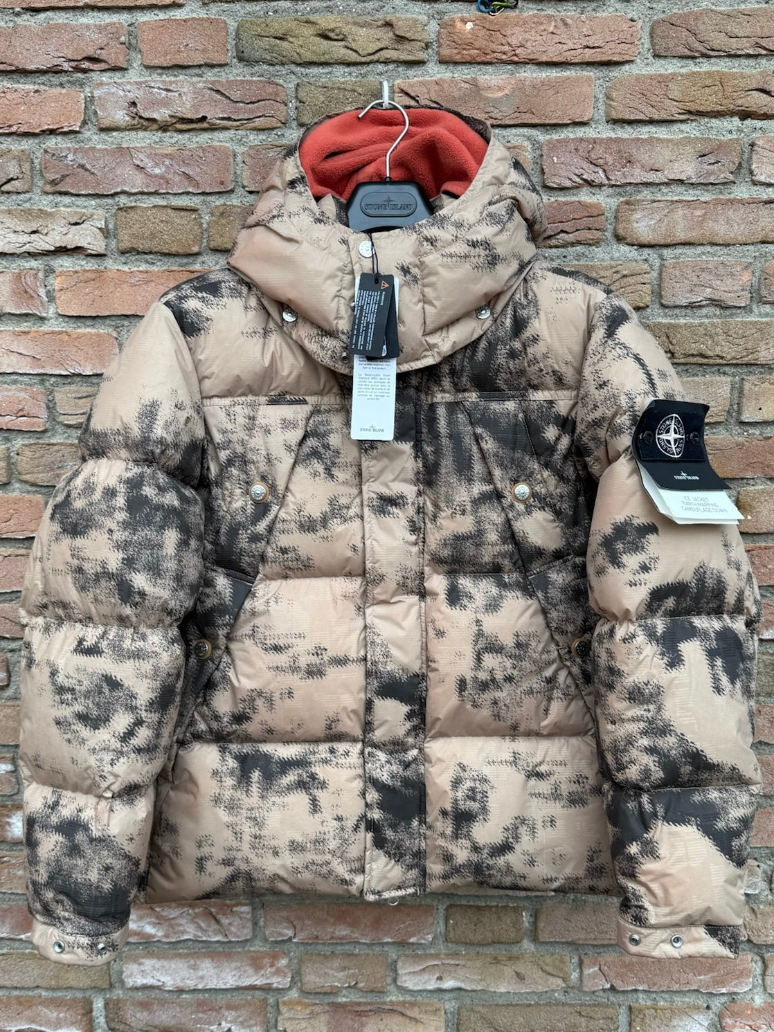 Stone Island Ice Jacket Earth Mapping Camouflage Down Jacket - S