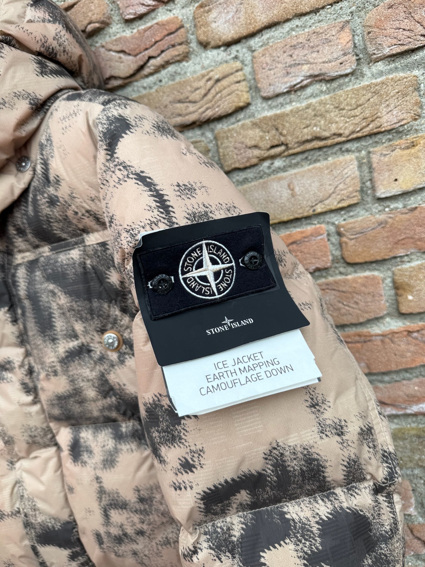 Stone Island Ice Jacket Earth Mapping Camouflage Down Jacket - S