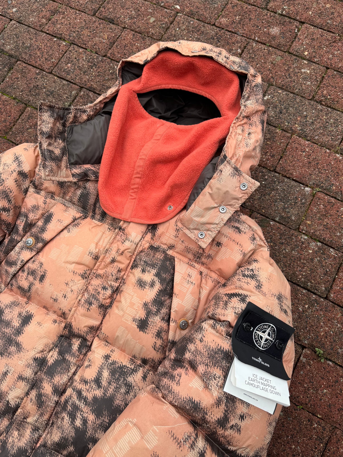 Stone Island Ice Jacket Earth Mapping Camouflage Down Jacket - XL