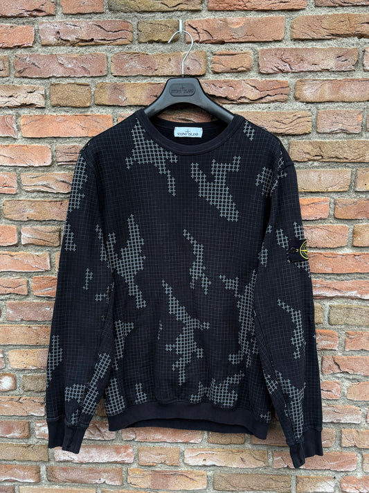 Stone Island Grid Check Camo Sweatshirt - L