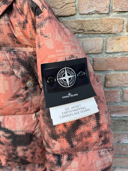 Stone Island Ice Jacket Earth Mapping Camouflage Down Jacket - L