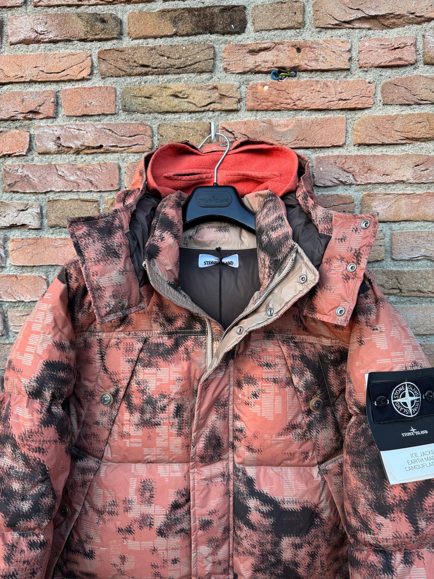 Stone Island Ice Jacket Earth Mapping Camouflage Down Jacket - L