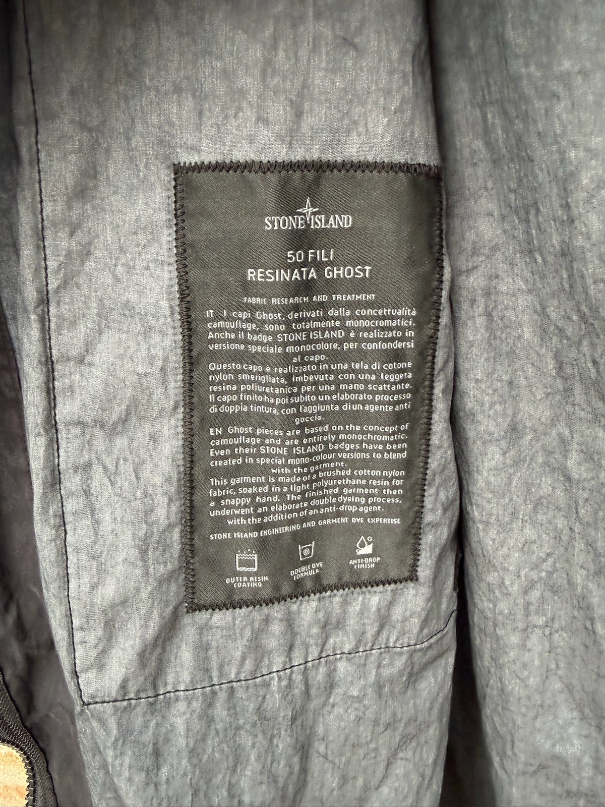 Stone Island 50 Fili Resinata Ghost Jacket - S
