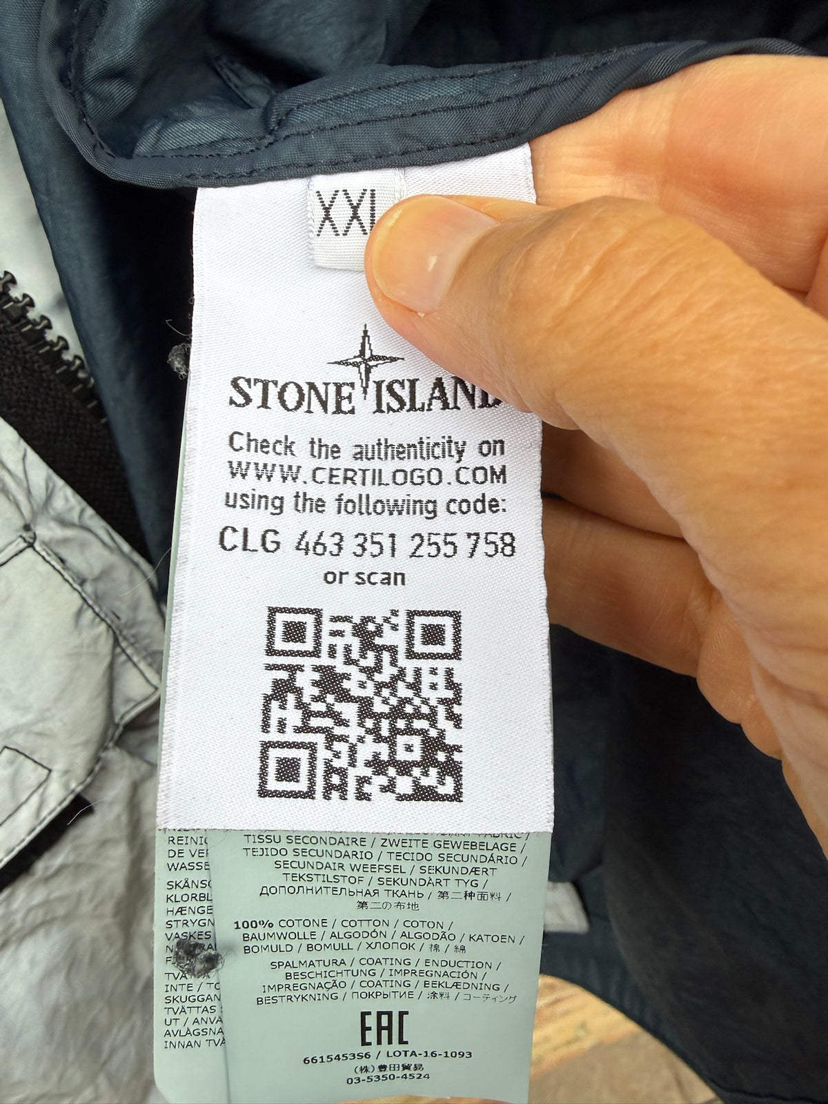 Stone Island Garment Dyed Plated Reflective with Mussola Gommata Jacket - XXL