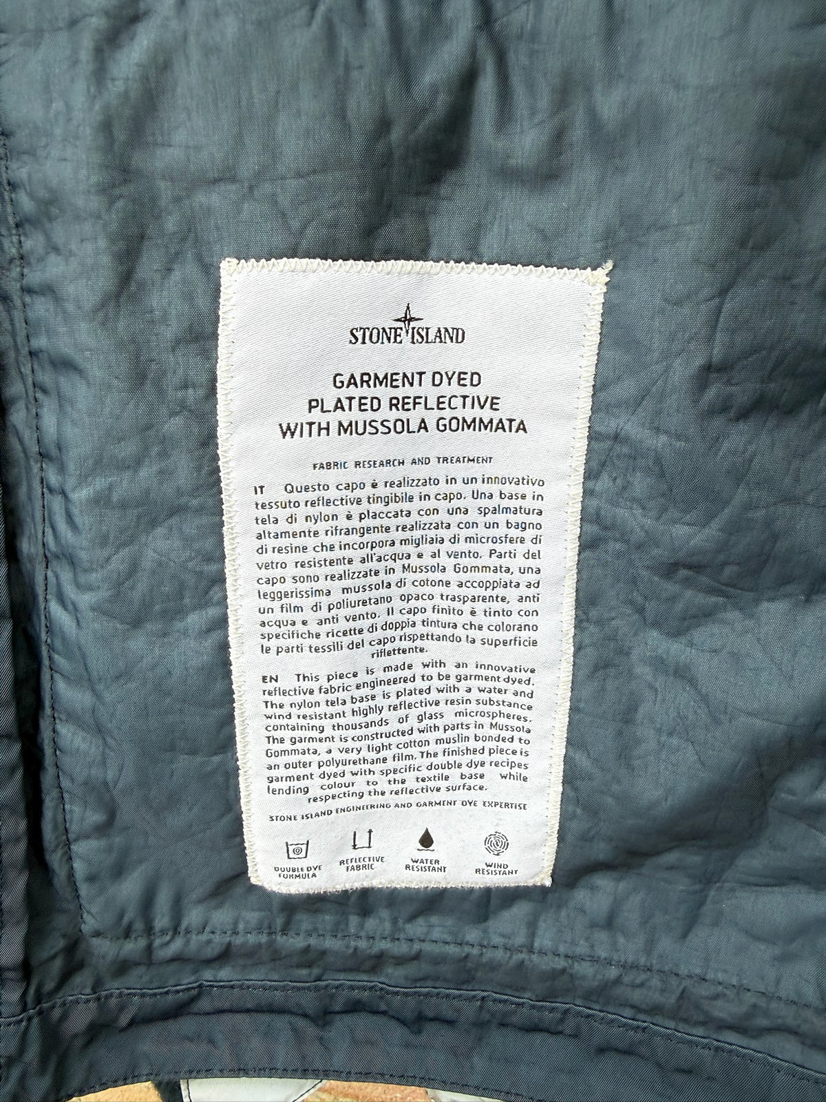 Stone Island Garment Dyed Plated Reflective with Mussola Gommata Jacket - XXL