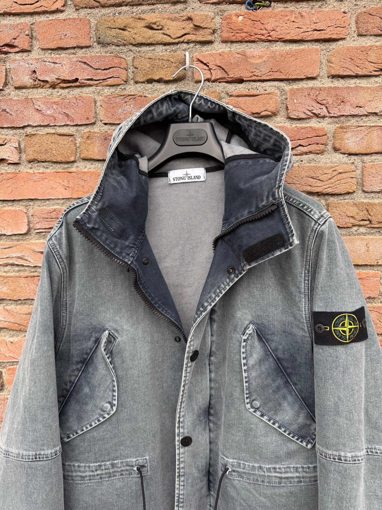 Stone Island Foam Resin Treated Denim Jacket - M