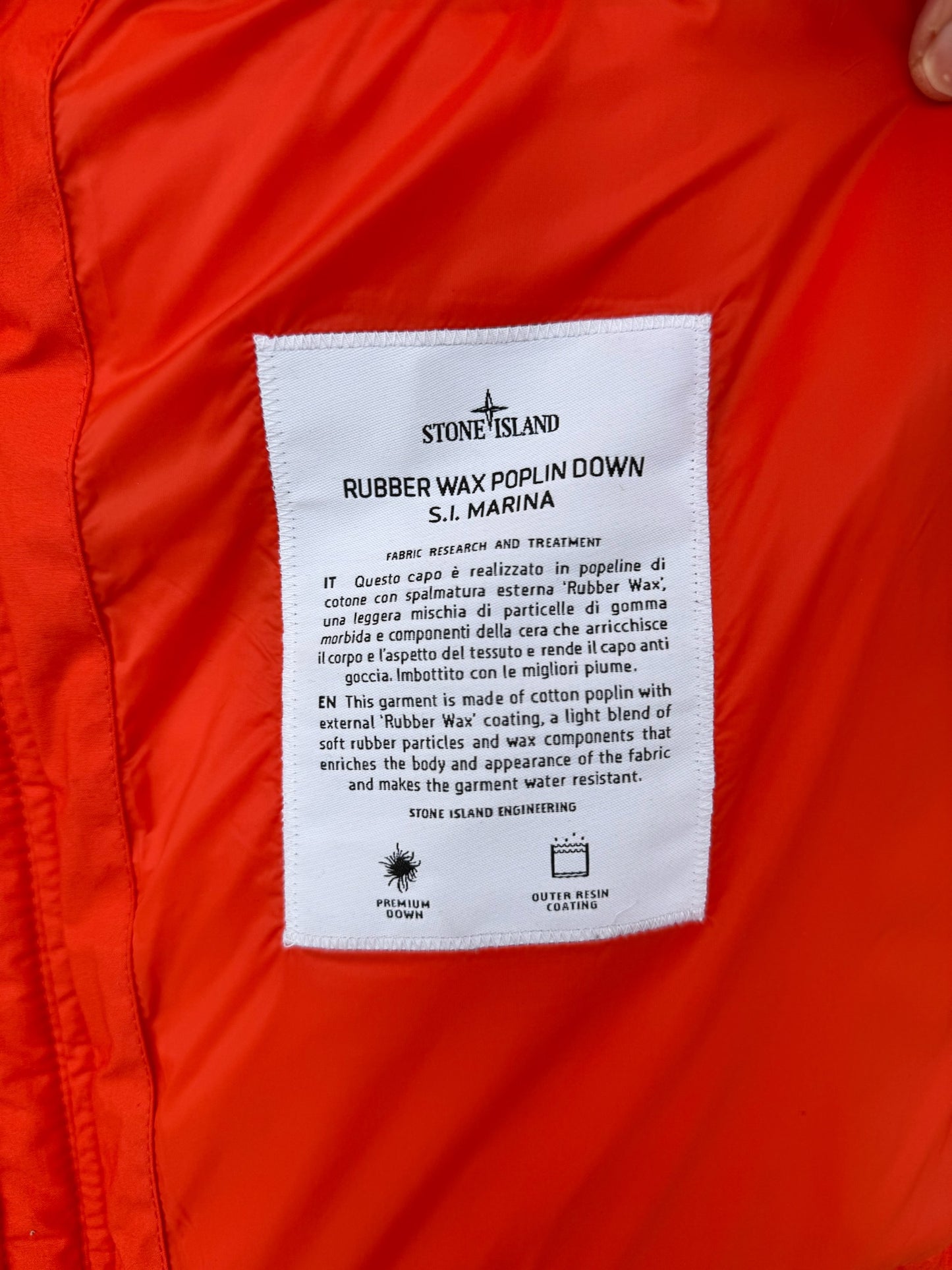 Stone Island Rubber Wax Poplin Down Marina Gilet - M