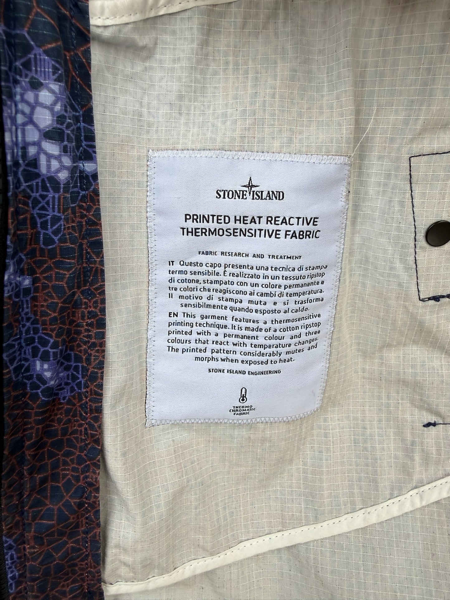 Stone Island Printed Heat Reactive Thermosensitive Fabric Jacket - S
