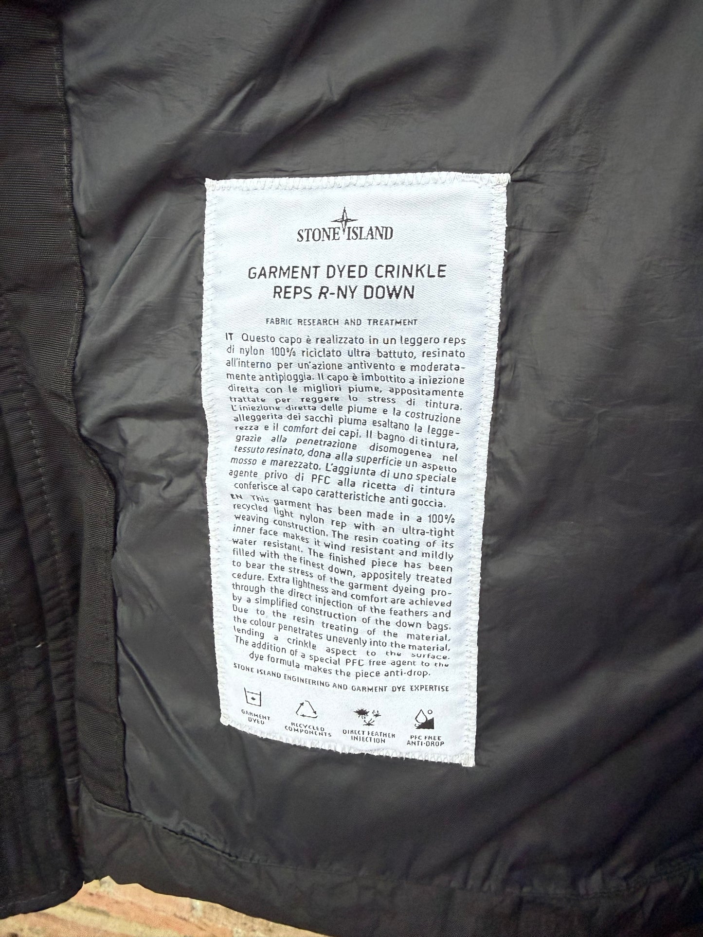 Stone Island Garment Dyed Crinkle Reps R-NY Down Gilet - L